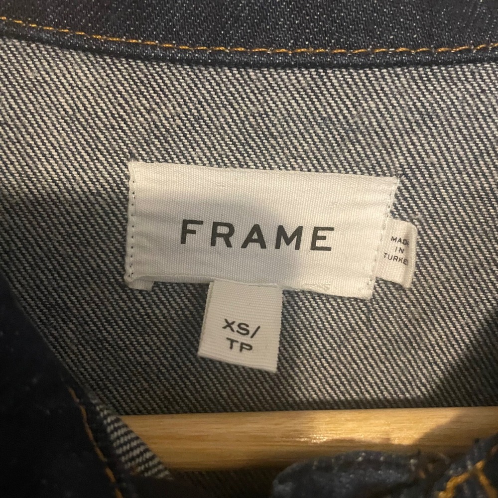 Frame Denim Jean jacket cropped full‎ zip XS dark wash classic casual cotton - Picture 5 of 7